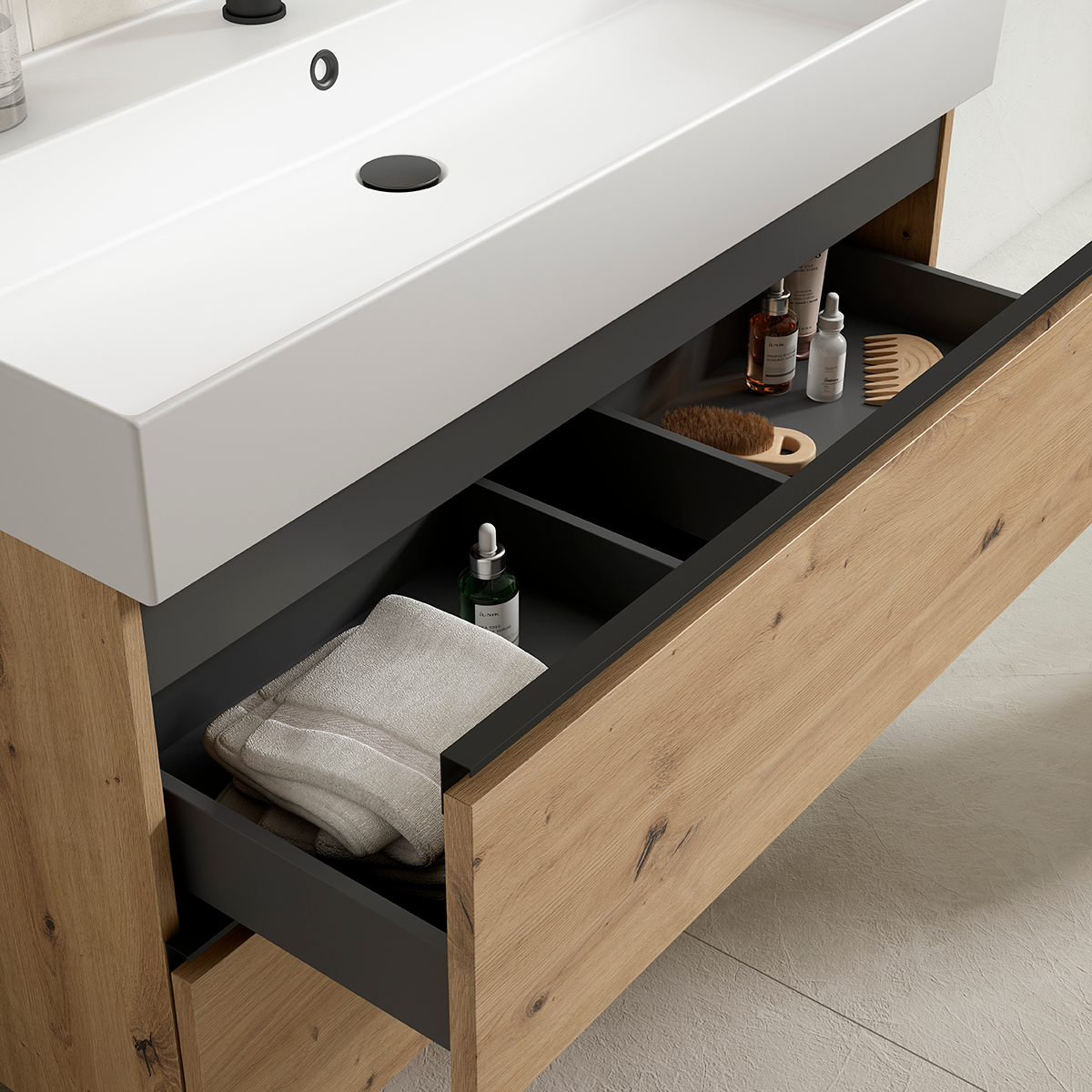 Mueble baño modelo GRANADA 80cm moderno y muy espacioso - ASEALIA